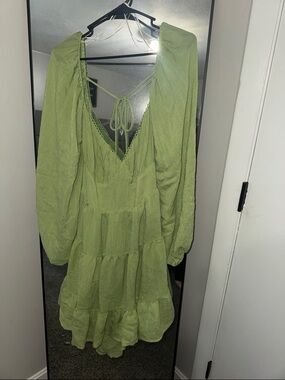 Princess Polly Light Green Backless Tiered Mini Dress